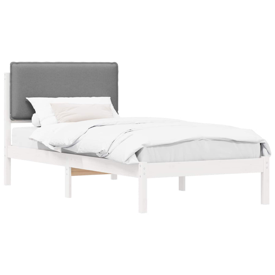 Bedframe met Gevoerd Hoofdgedeelte Lichtgrijs 75 x 190 cm