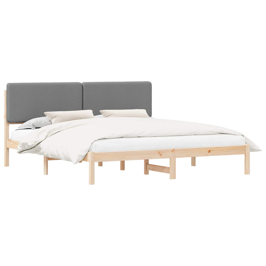 Bedframe met Gevoerd Hoofdgedeelte Lichtgrijs 180 x 200 cm