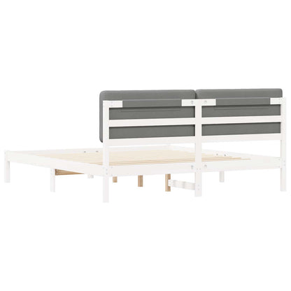Bedframe met Gevoerd Hoofdgedeelte Lichtgrijs 180 x 200 cm