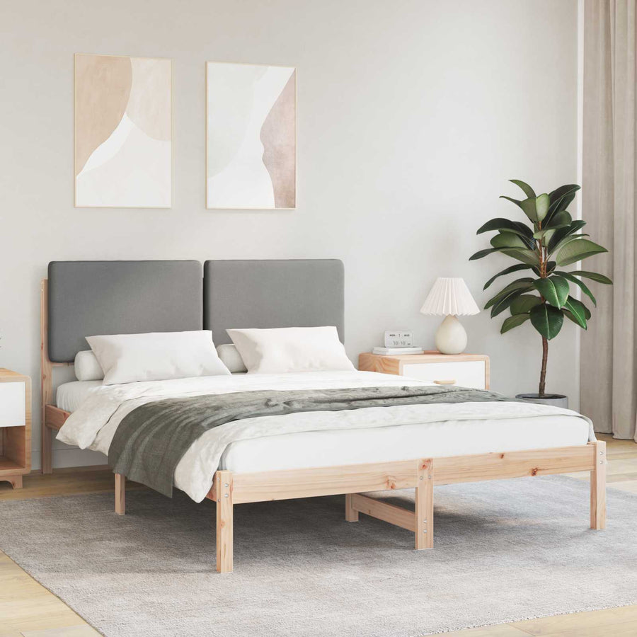 Bedframe met Gevoerd Hoofdgedeelte Lichtgrijs 160 x 200 cm