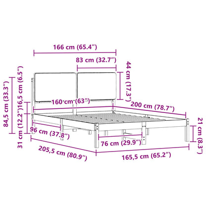 Bedframe met Gevoerd Hoofdgedeelte Taupe 160 x 200 cm