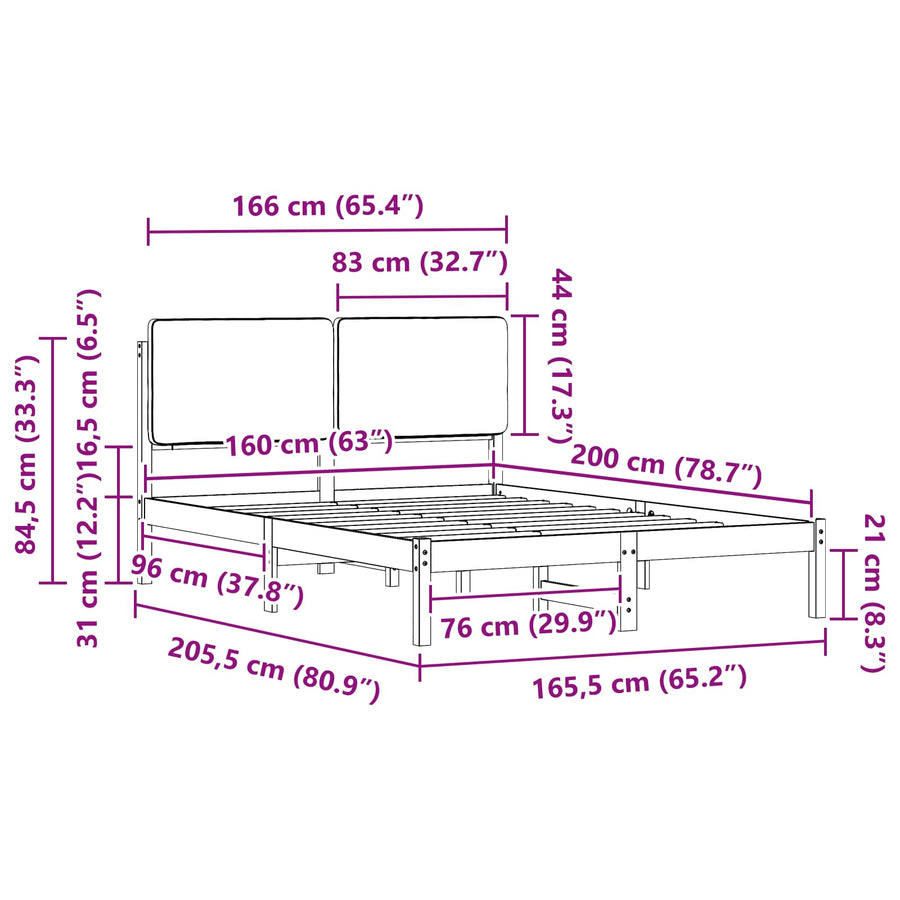 Bedframe met Gevoerd Hoofdgedeelte Taupe 160 x 200 cm
