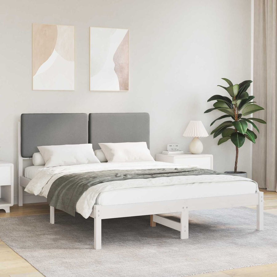 Bedframe met Gevoerd Hoofdgedeelte Lichtgrijs 160 x 200 cm