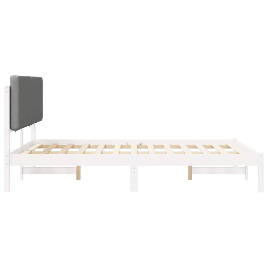 Bedframe met Gevoerd Hoofdgedeelte Lichtgrijs 160 x 200 cm
