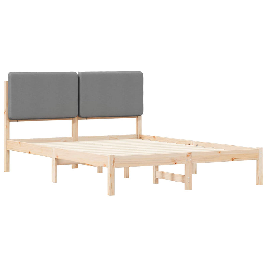 Bedframe met Gevoerd Hoofdgedeelte Lichtgrijs 140 x 200 cm