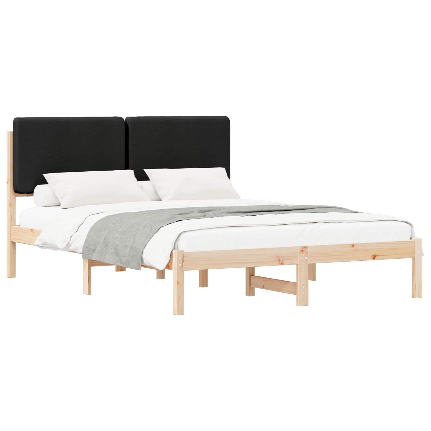 Bedframe met Gevoerd Hoofdgedeelte Zwart 140 x 200 cm