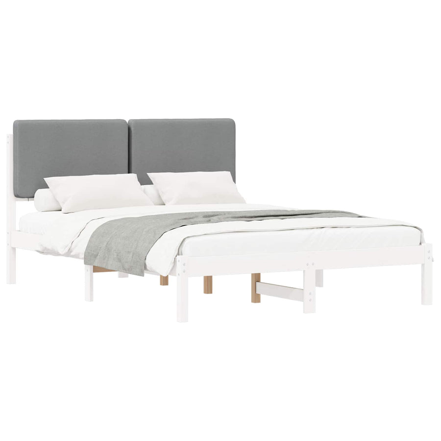 Bedframe met Gevoerd Hoofdgedeelte Lichtgrijs 140 x 200 cm