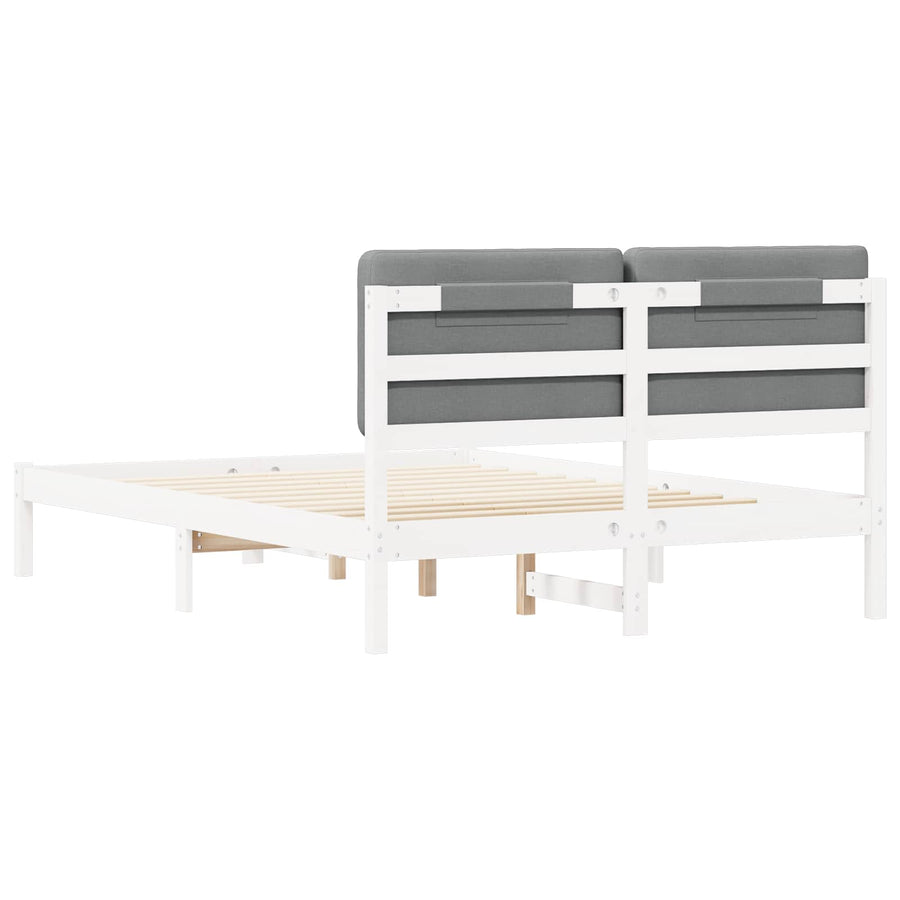 Bedframe met Gevoerd Hoofdgedeelte Lichtgrijs 140 x 200 cm