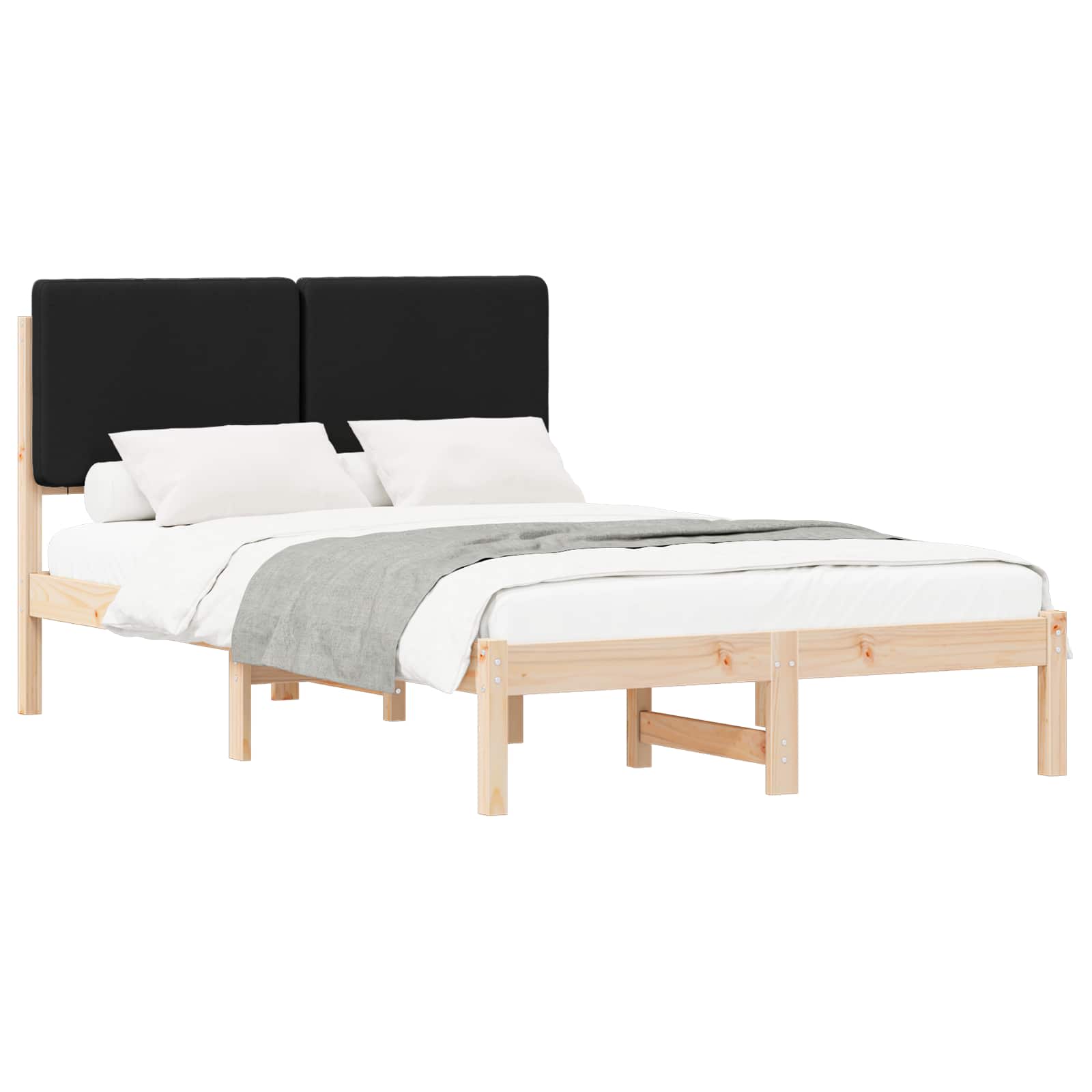 Bedframe met Gevoerd Hoofdgedeelte Zwart 120 x 200 cm