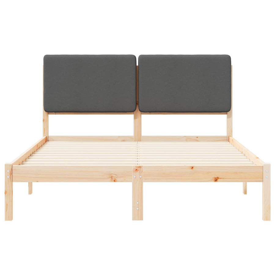 Bedframe met Gevoerd Hoofdgedeelte Donkergrijs 140 x 190 cm
