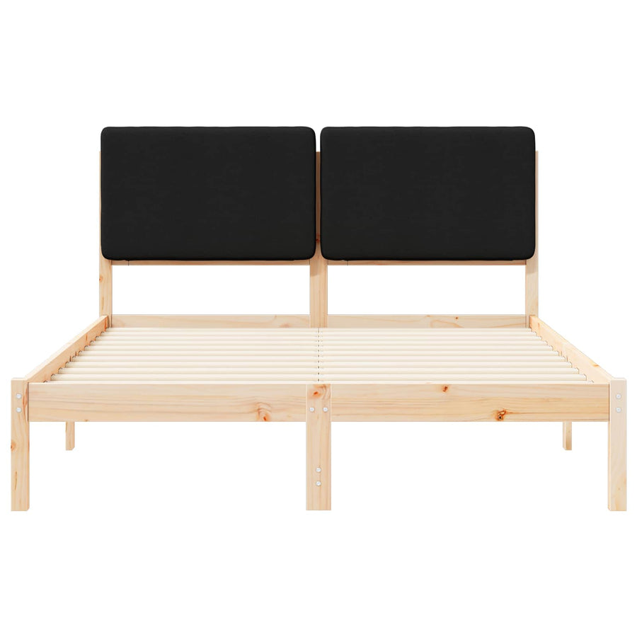 Bedframe met Gevoerd Hoofdgedeelte Zwart 140 x 190 cm