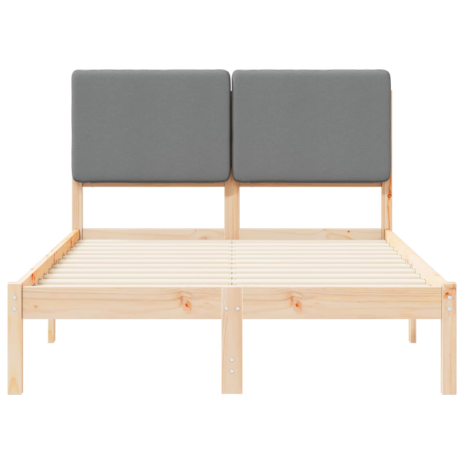 Bedframe met Gevoerd Hoofdgedeelte Lichtgrijs 135 x 190 cm