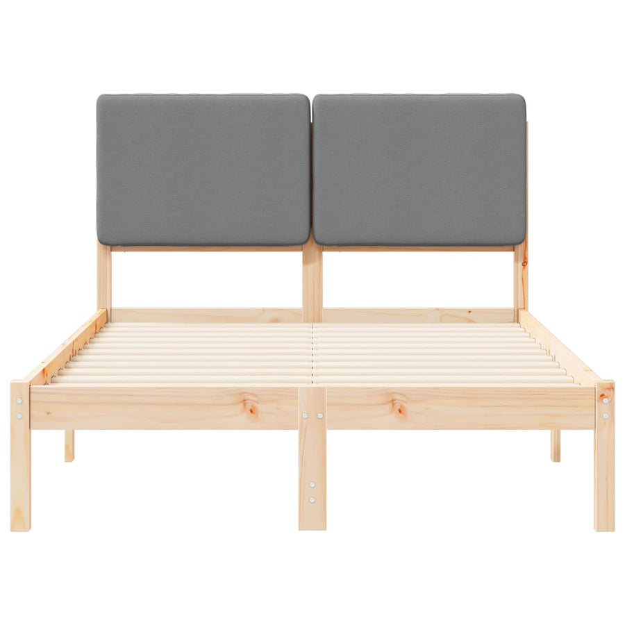 Bedframe met Gevoerd Hoofdgedeelte Lichtgrijs 135 x 190 cm