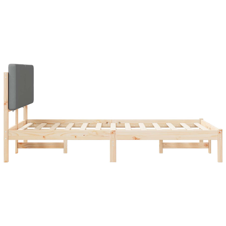 Bedframe met Gevoerd Hoofdgedeelte Lichtgrijs 135 x 190 cm