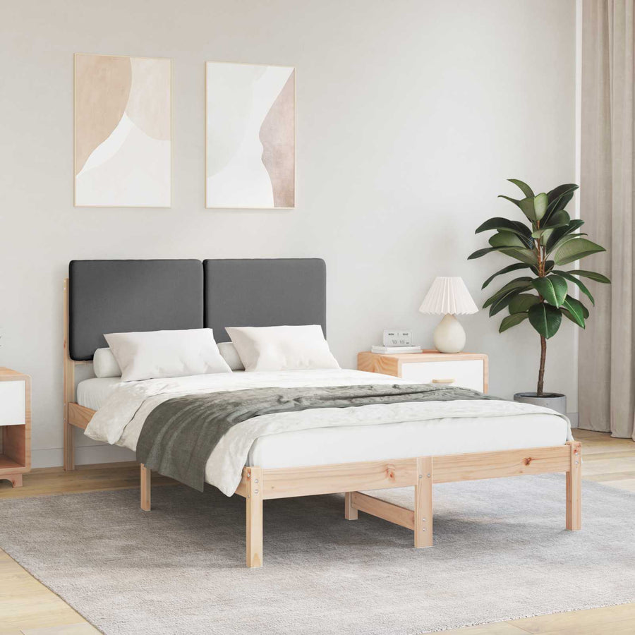 Bedframe met Gevoerd Hoofdgedeelte Donkergrijs 135 x 190 cm