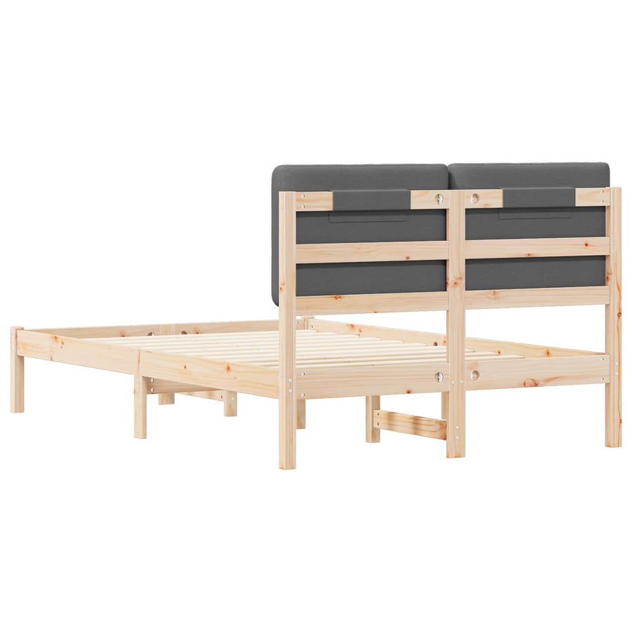 Bedframe met Gevoerd Hoofdgedeelte Donkergrijs 135 x 190 cm