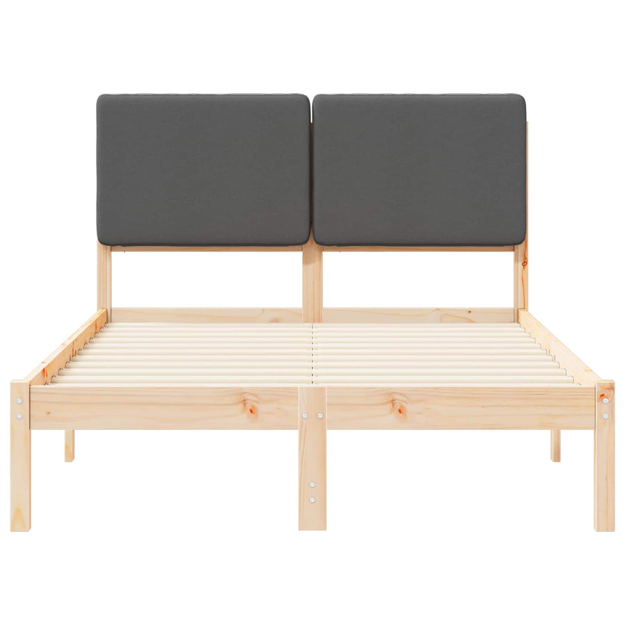 Bedframe met Gevoerd Hoofdgedeelte Donkergrijs 135 x 190 cm