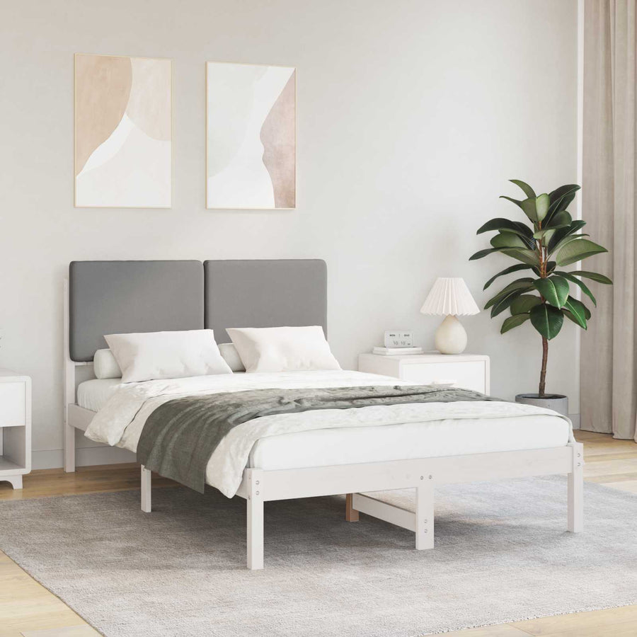 Bedframe met Gevoerd Hoofdgedeelte Lichtgrijs 135 x 190 cm