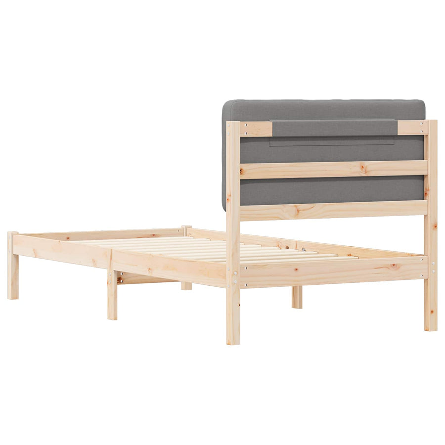 Bedframe met Gevoerd Hoofdgedeelte Lichtgrijs 100 x 200 cm
