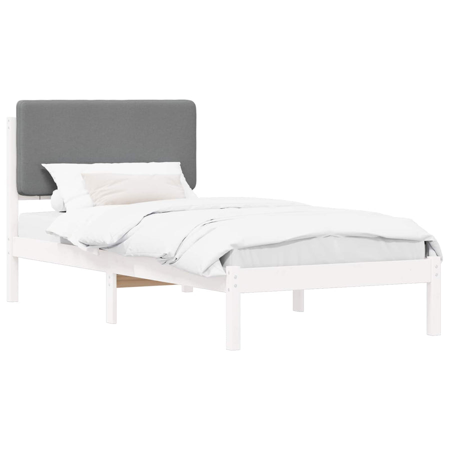 Bedframe met Gevoerd Hoofdgedeelte Lichtgrijs 100 x 200 cm