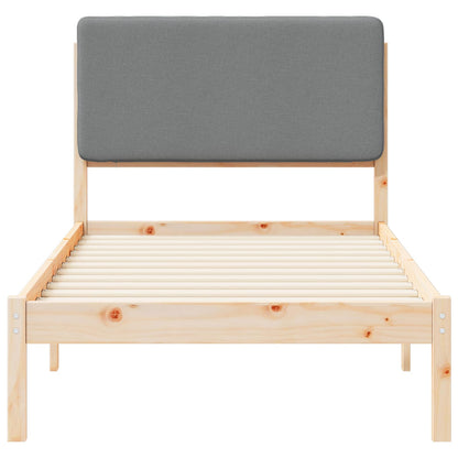 Bedframe met Gevoerd Hoofdgedeelte Lichtgrijs 90 x 200 cm