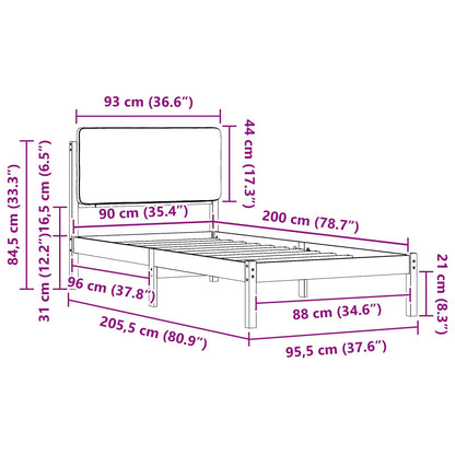 Bedframe met Gevoerd Hoofdgedeelte Taupe 90 x 200 cm