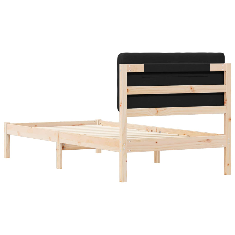 Bedframe met Gevoerd Hoofdgedeelte Zwart 80 x 200 cm