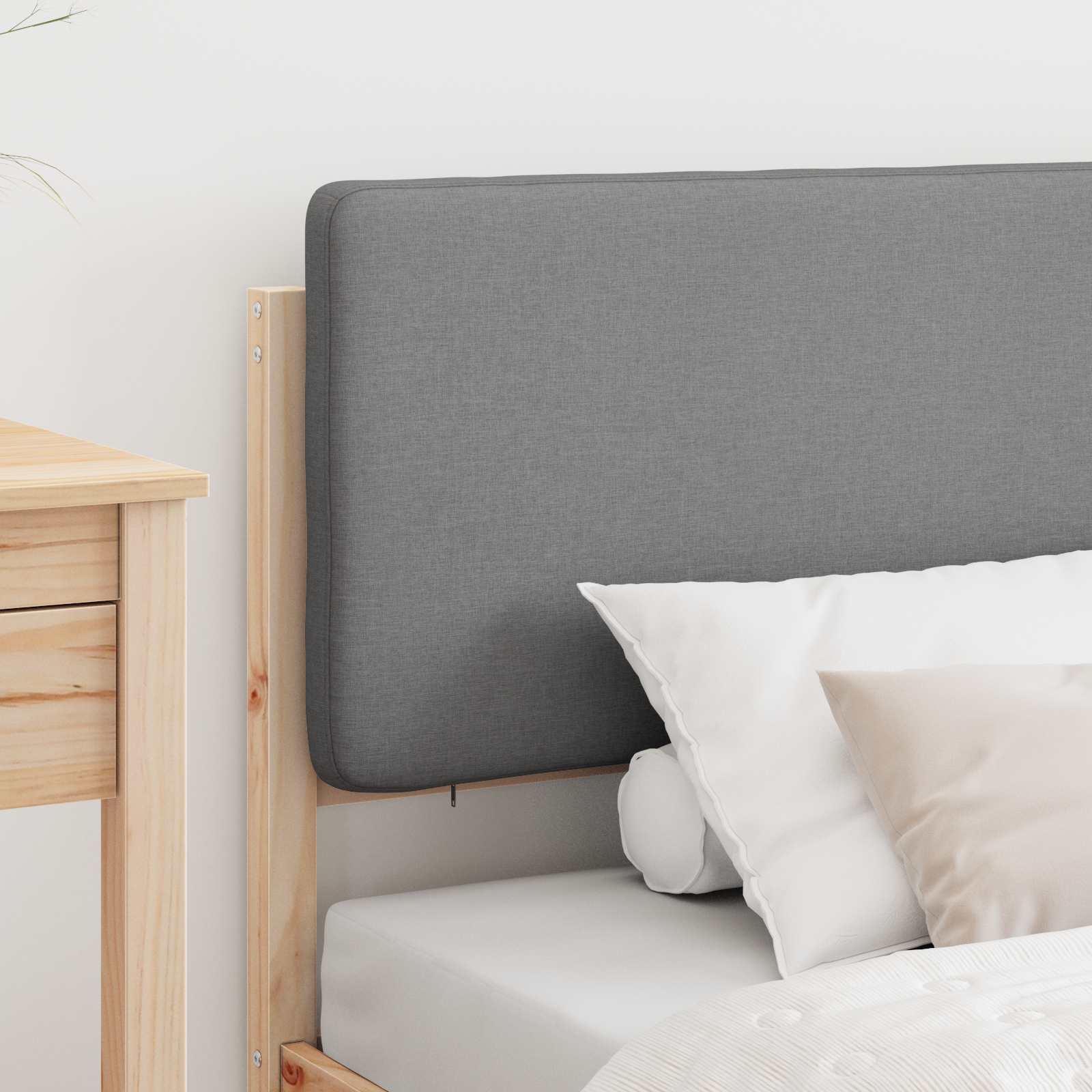 Bedframe met Gevoerd Hoofdgedeelte Lichtgrijs 90 x 190 cm