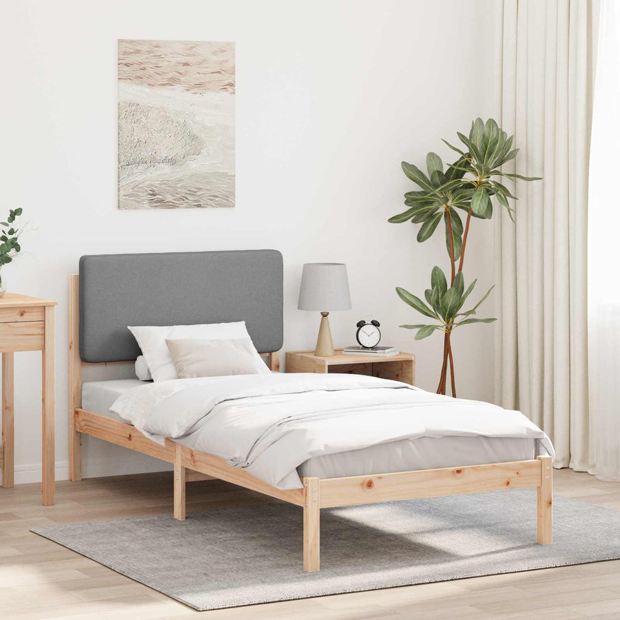 Bedframe met Gevoerd Hoofdgedeelte Lichtgrijs 90 x 190 cm