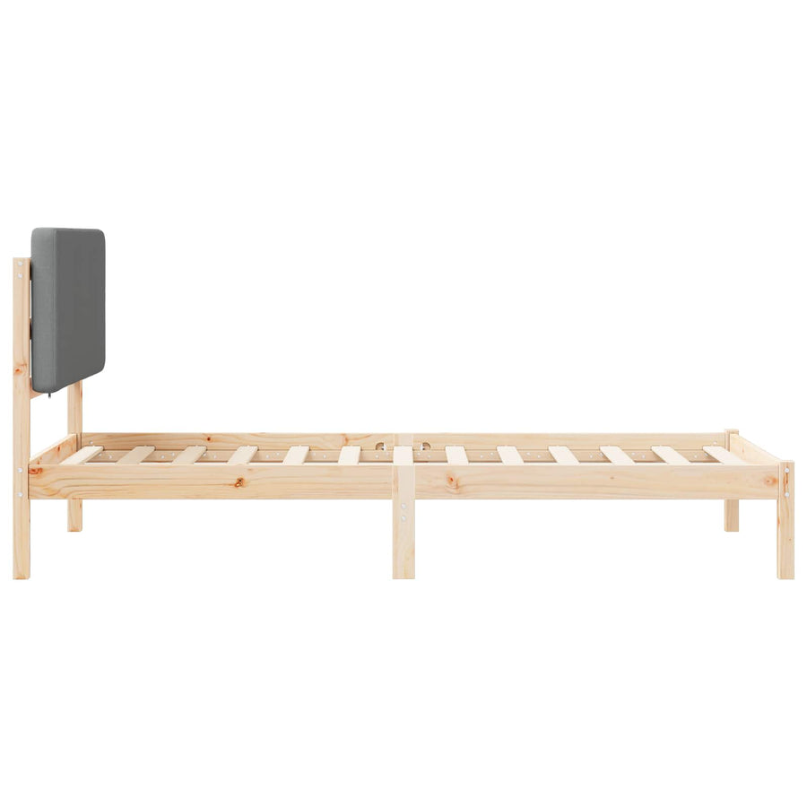 Bedframe met Gevoerd Hoofdgedeelte Lichtgrijs 90 x 190 cm