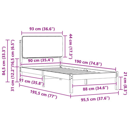 Bedframe met Gevoerd Hoofdgedeelte Taupe 90 x 190 cm