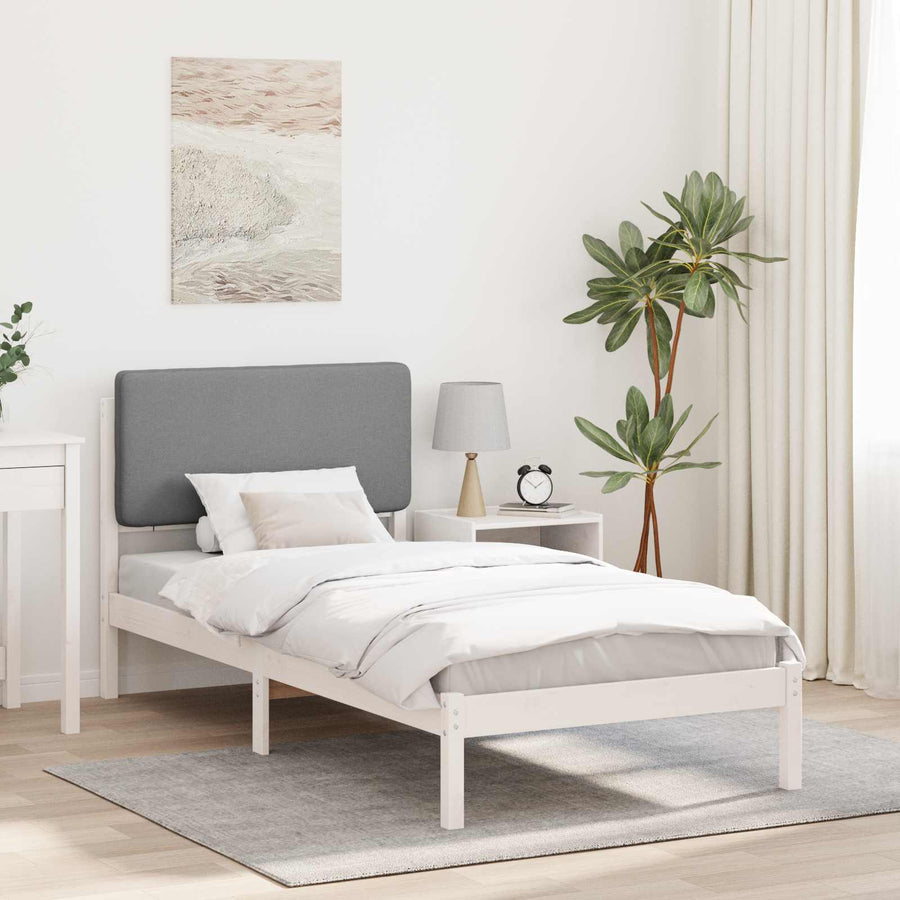 Bedframe met Gevoerd Hoofdgedeelte Lichtgrijs 90 x 190 cm