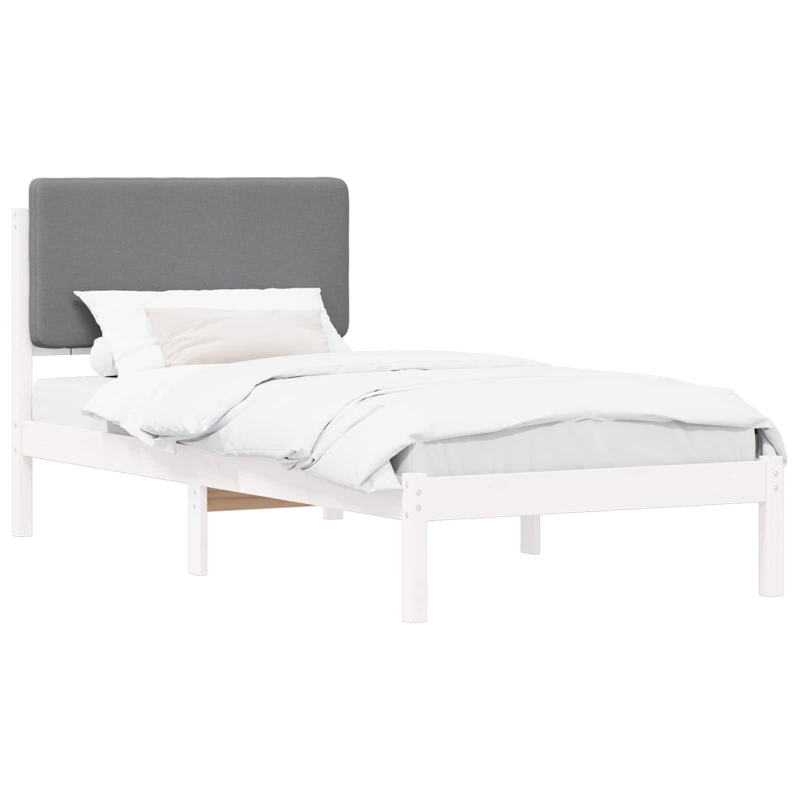 Bedframe met Gevoerd Hoofdgedeelte Lichtgrijs 90 x 190 cm