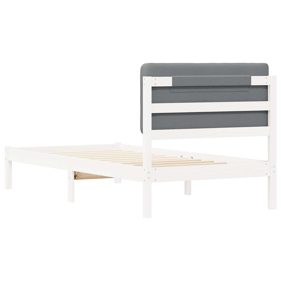 Bedframe met Gevoerd Hoofdgedeelte Lichtgrijs 90 x 190 cm