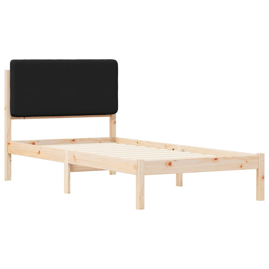 Bedframe met Gevoerd Hoofdgedeelte Zwart 75 x 190 cm