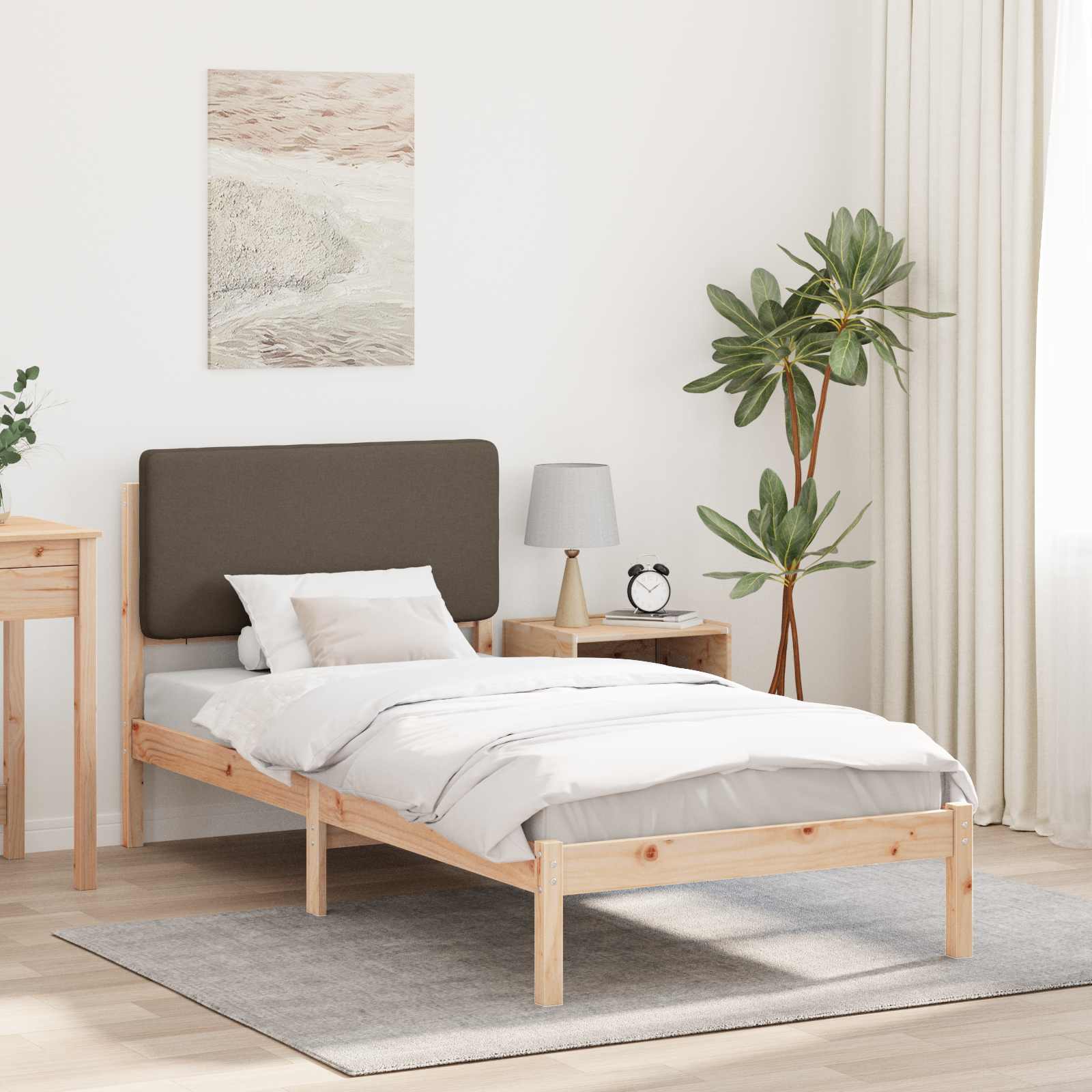 Bedframe met Gevoerd Hoofdgedeelte Taupe 75 x 190 cm