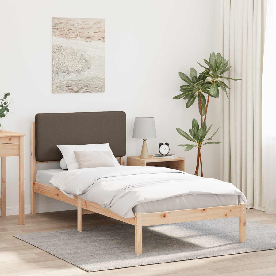 Bedframe met Gevoerd Hoofdgedeelte Taupe 75 x 190 cm