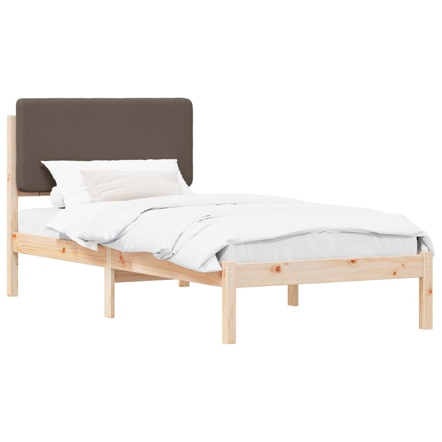 Bedframe met Gevoerd Hoofdgedeelte Taupe 75 x 190 cm