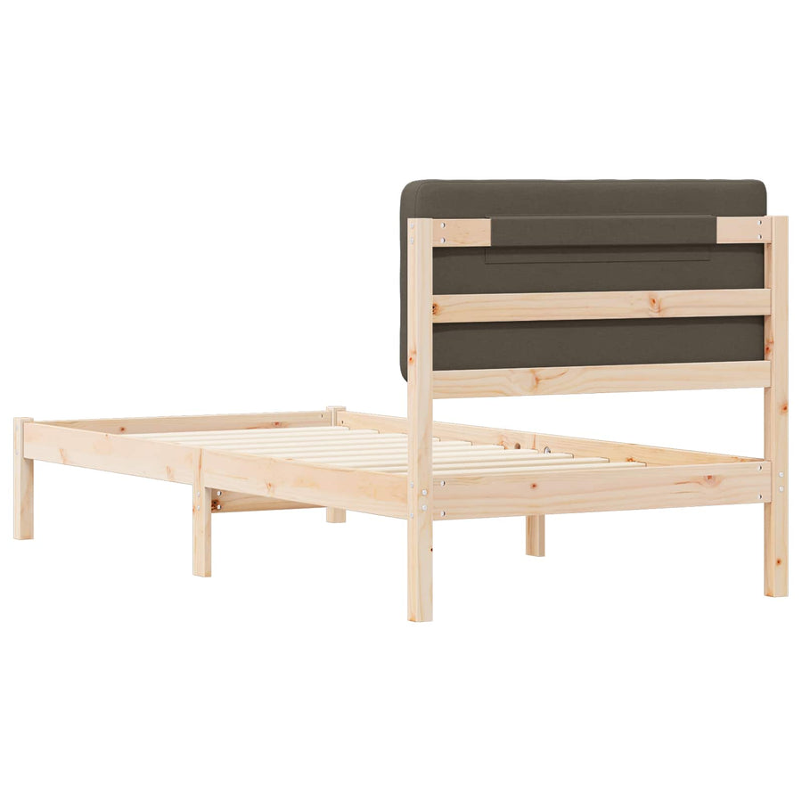 Bedframe met Gevoerd Hoofdgedeelte Taupe 75 x 190 cm