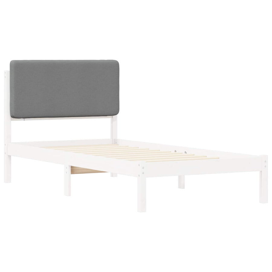 Bedframe met Gevoerd Hoofdgedeelte Lichtgrijs 75 x 190 cm