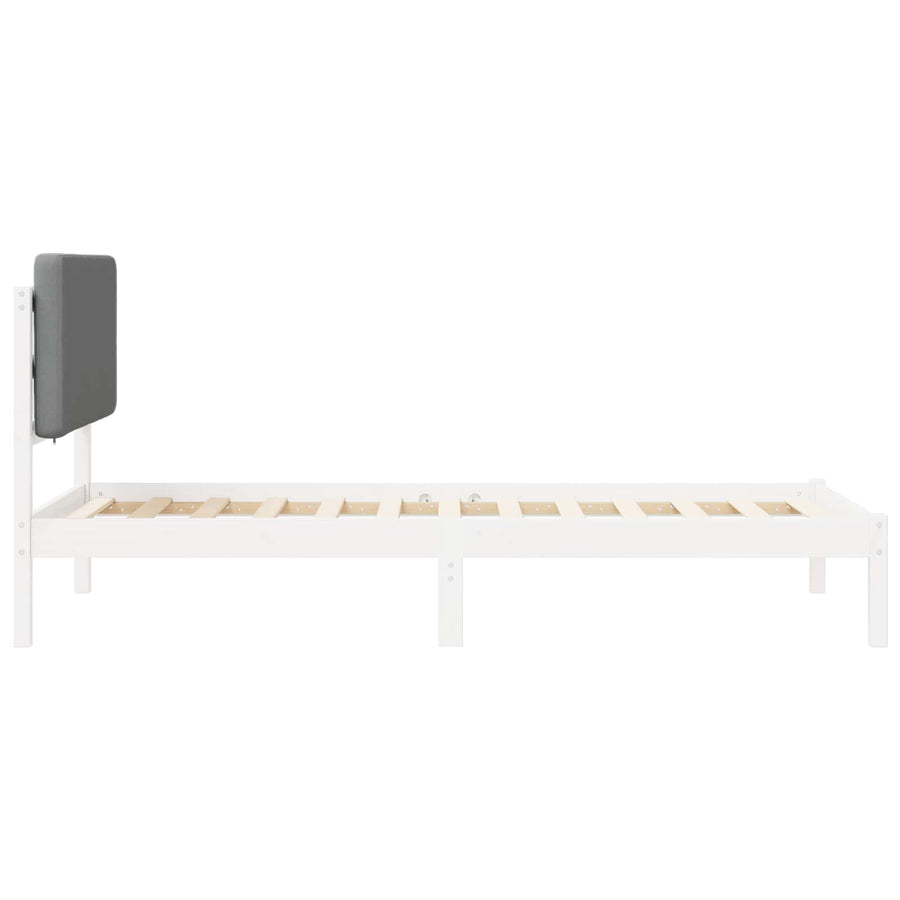 Bedframe met Gevoerd Hoofdgedeelte Lichtgrijs 75 x 190 cm