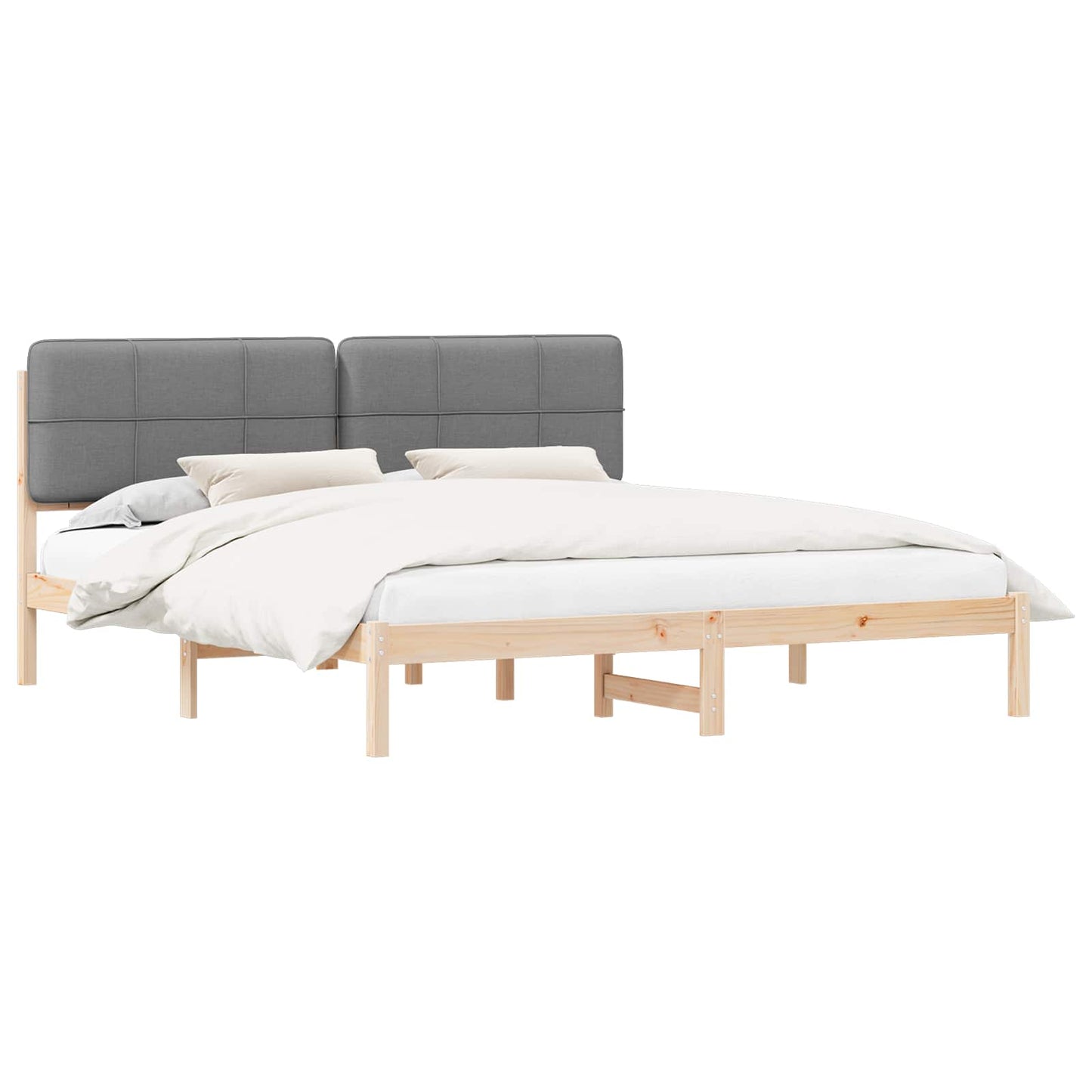 Bedframe met Gevoerd Hoofdgedeelte Lichtgrijs 180 x 200 cm