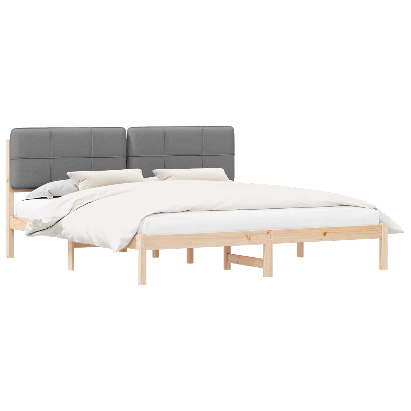 Bedframe met Gevoerd Hoofdgedeelte Lichtgrijs 180 x 200 cm