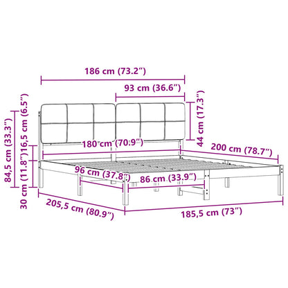 Bedframe met Gevoerd Hoofdgedeelte Lichtgrijs 180 x 200 cm
