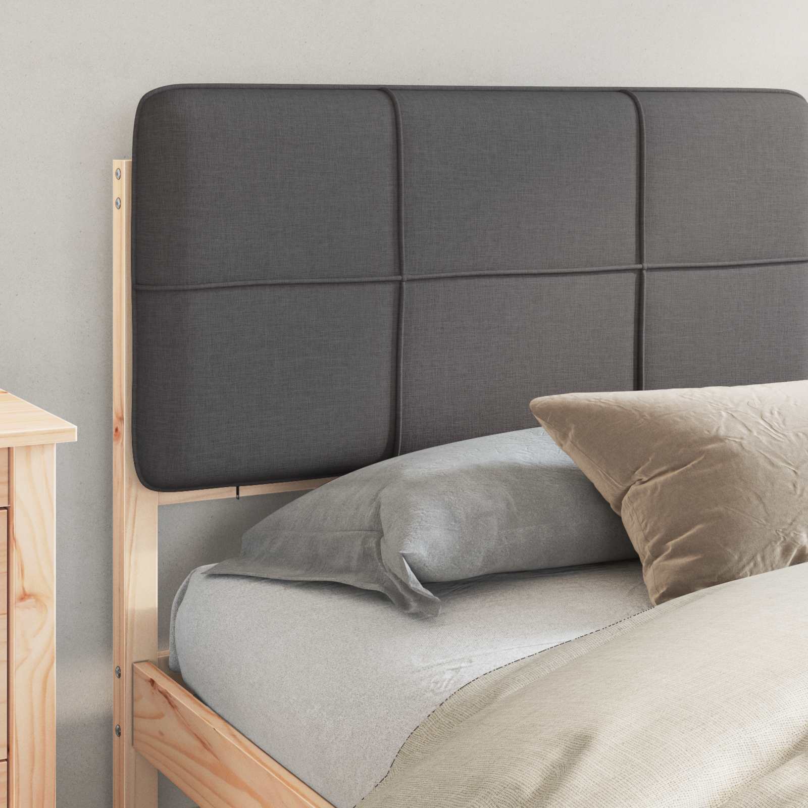 Bedframe met Gevoerd Hoofdgedeelte Donkergrijs 180 x 200 cm