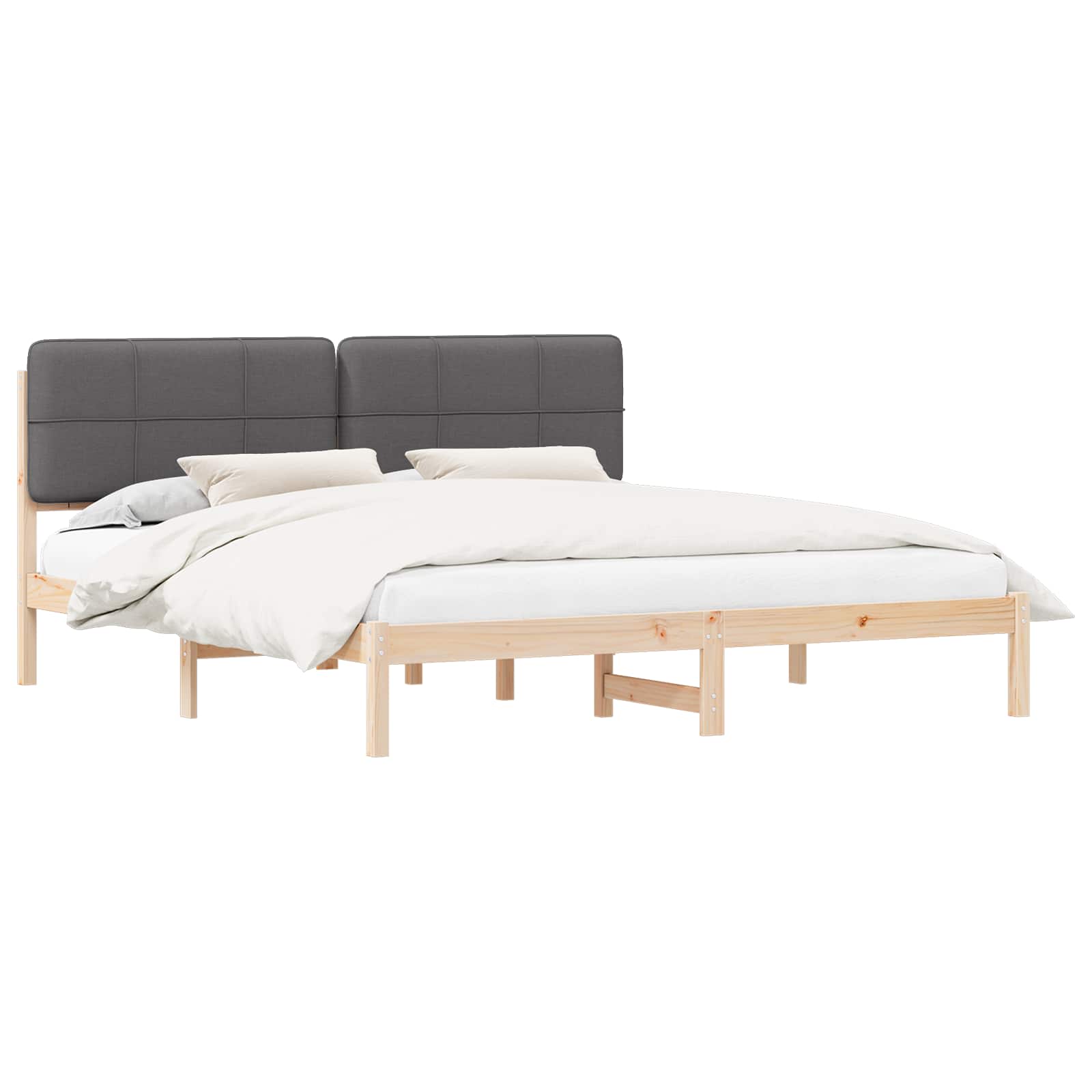 Bedframe met Gevoerd Hoofdgedeelte Donkergrijs 180 x 200 cm