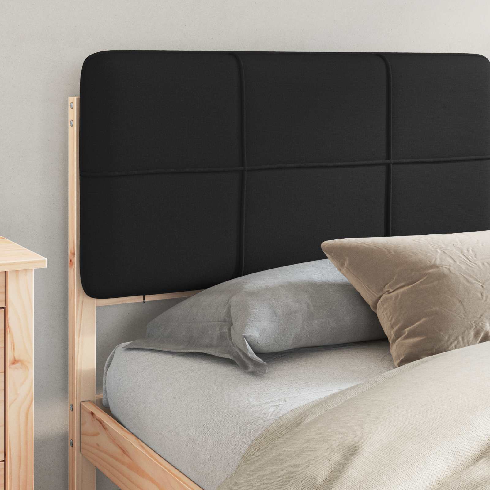 Bedframe met Gevoerd Hoofdgedeelte Zwart 180 x 200 cm