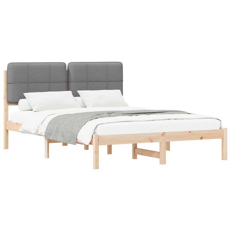 Bedframe met Gevoerd Hoofdgedeelte Lichtgrijs 160 x 200 cm