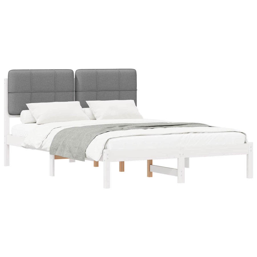 Bedframe met Gevoerd Hoofdgedeelte Lichtgrijs 160 x 200 cm