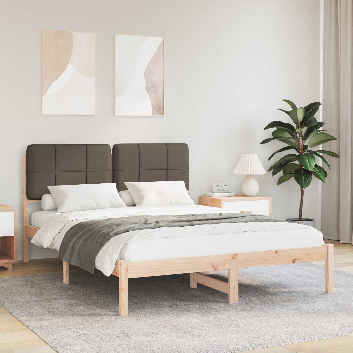 Bedframe met Gevoerd Hoofdgedeelte Taupe 150 x 200 cm